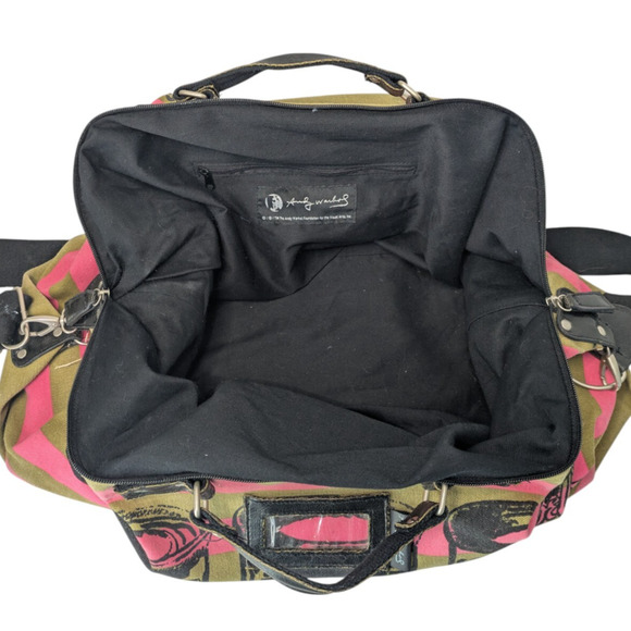 Andy Warhol x Loop Campbell Soup Pink Striped Large Duffel Bag Travel Pop Art - Picture 4 of 16